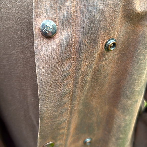 OUTBACK TRADING VINTAGE OILSKIN  DISTRESSED DUSTER JACKET- S 🐴🤠 - Picture 2 of 14